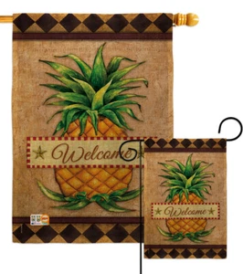 Bandiera da giardino tela ananas benvenuto frutta cibo piccolo regalo cortile casa striscione - Foto 1 di 17
