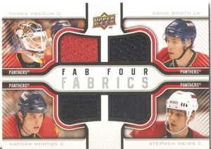 2009-10 FAB 4 FOUR FABRICS QUAD JERSEY  VOKOUN BOOTH HORTON WEISS #F4F-CATS