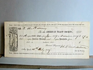 AMERICAN TRACT SOCIETY 1859 RECEIPT - Picture 1 of 5