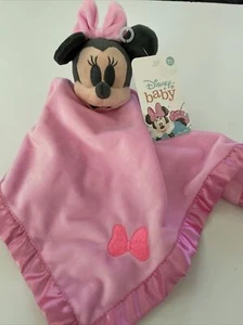 Disney Baby Girls Minnie Mouse Security Blanket Pink Layette Velour Satin Trim - Picture 1 of 3