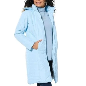 Sporto Daisy Water Resistant Quilted Long Coat Size Large Removable Hood NEW - Picture 1 of 9