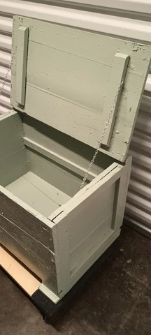 Primitive Chest Crate Storage Box Wooden Trunk Mint Green Hinged PICK UP ONLY Cover