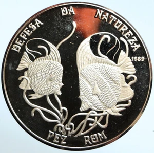 1989 PORTUGAL MOZAMBIQUE COLONY Moorish Fish PRF Silver 500 Meticias Coin i99725 - Picture 1 of 3