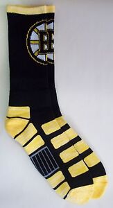 Boston Bruins Men's Crew Socks Large Size 10 to 13 Patches
