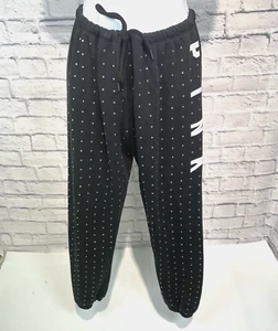 Victoria's Secret Women's Small Pink Bling Rhinestone Campus Classic Sweat Pants - Picture 1 of 11