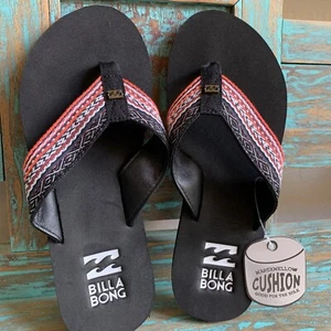 Billabong Flip Flops Women’s 6 Baja Black Thongs Woven Multicolor Straps NWT - Picture 1 of 5