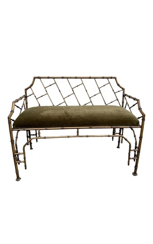 Hollywood Regency Iron Faux Bamboo Bench Cover