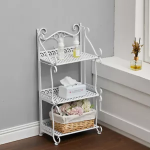3 Tier Bathroom Folding Shelf Kitchen Storage Rack Metal Home Display Shelving - Picture 1 of 12