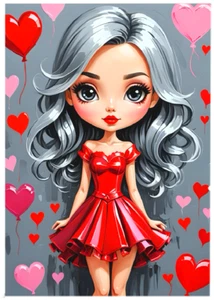 1/1 * VALENTINES DAY DIVA * Custom ACEO * Fun Novelty * HOLIDAY * Art Card * ATC - Picture 1 of 2