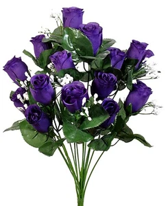 14 Roses Buds Silk Flowers Wedding Bouquets Centerpiece Fake Faux Artificial - Picture 1 of 10