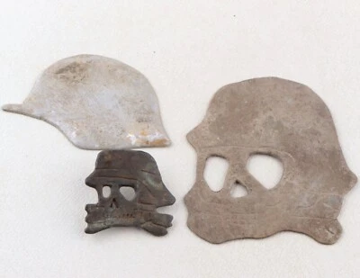 German trench art Skull bones Helmet hat war period ww2 WWII ww1 WWI Stahlhelm G - Image 1 of 4