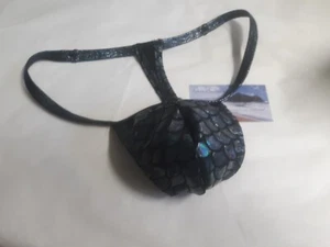Hombre Minimal Bolsa G Cuerda Traje de Baño Bronceado Personalizado Negro Brillante s m L o xl - Imagen 1 de 3