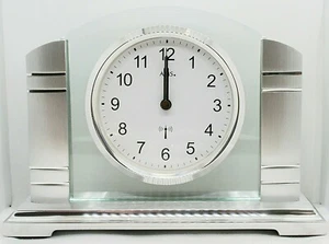 ✅ AMS 5142 Tischuhr Funk silbern Metall gebürstet mit Glas Funktischuhr ✅ - Bild 1 von 1
