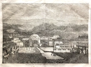 Stampa antica 1860 Festa Statuto Albertino Piazza Carlo Alberto Torino - Picture 1 of 4