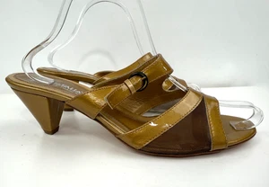 Aquatalia Neu ohne Karton Gold Lackleder offene Zehenpartie Pantoletten Sandalen mit Absätzen Größe 10 - Bild 1 von 5