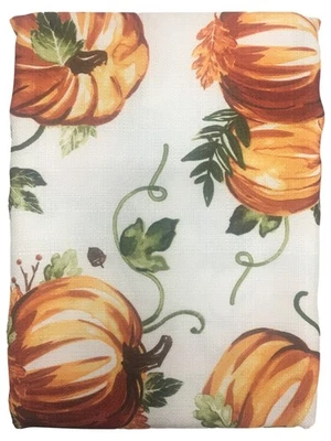 Celebrate Fall Pumpkin Print Harvest Tablecloth, Woven Fabric 60x84 Oblong - Image 1 of 3