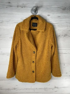 Giacca Sanctuary donna XL senape orsacchiotto sherpa pelliccia sintetica foderata con bottoni boucle - Foto 1 di 9