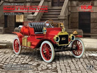 KIT MODELLINO AUTO ICM FORD MODEL T 1914 FIRE TRUCK AMERICAN CAR SCALA 1:35 - Immagine 1 di 4