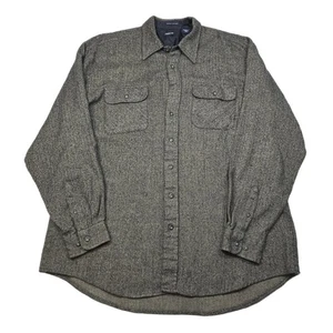 Arrow Herringbone Shirt Jacket Mens XLT XL Tall Gray Wool Like Pockets Vintage - Picture 1 of 12