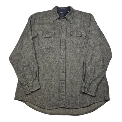 Arrow Herringbone Shirt Jacket Mens XLT XL Tall Gray Wool Like Pockets Vintage - Image 1 of 4