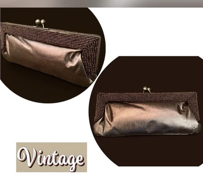 Carlo Fellini Shiny Metallic Soft Gold Leather Clutch/Shoulder/Crossbody Chain - Image 1 of 4