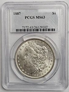 1887 P Philadelphia Mint Morgan Silver Dollar 1 $ 90% Silbermünze PCGS MS 63 - Bild 1 von 4