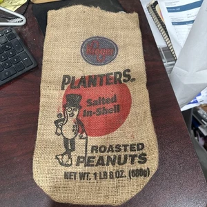 Kroger Planters Salted In-Shell Roasted Peanuts BURLAP BAG 14" X 8" 1.5 LBS - Picture 1 of 4