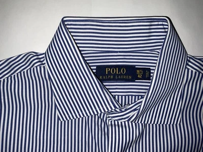 Camisa de vestir Polo Ralph Lauren azul y blanco a rayas - talla 16,5 Foto 1 de 4