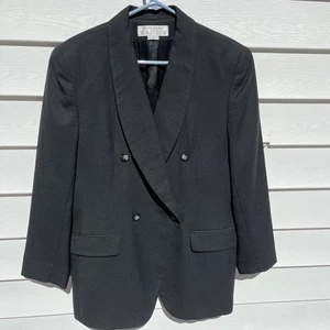 Vintage Rena Rowan for Seville schwarzer zweireihiger Blazer Damengröße 14 sehr guter Zustand - Bild 1 von 6