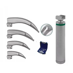 New Mega Fiber Optic Laryngoscope 4 Blades Set 1,2,3 & 4 with Medium Handle - Picture 1 of 5