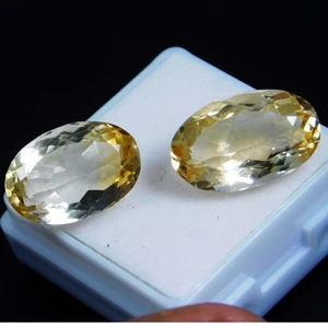 12.80 Ct Natural Yellow Golden Citrine Oval Cut "Certified" Loose Gemstone Pair - Picture 1 of 7