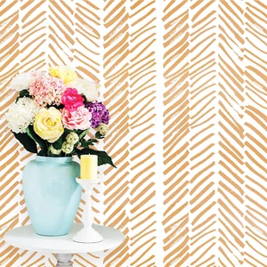 17.7"×394" Line Self Adhesive Wallpaper Striped Contact Paper Orange and White P - Picture 1 of 6