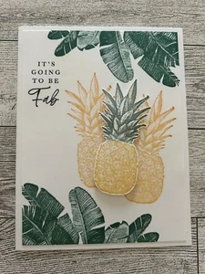 Card Set Of 4 Stampin Up Any Occasion Pineapple Fab Pale Papaya - Picture 1 of 3