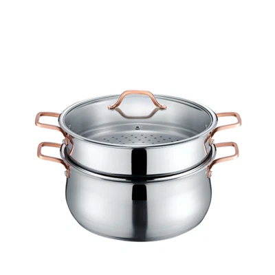 CONCORD Premium Stainless Steel 2 Tier Steamer w/Rose Gold Handles (22 cm) - Image 1 of 4