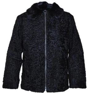 Herren Echt Perser Lamm Pelz Zwangsjacke Mantel mit Nerzkragen alle Größen - Bild 1 von 5