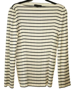 Alexander Wang Women's Size M Striped Crinkled Long Sleeve Top Black & White - Picture 1 of 7