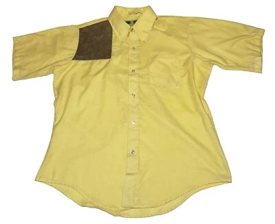 Mens Large Vintage Game Winner Sportswear Shooting Shirt Perm Press Yellow - Image 1 of 4