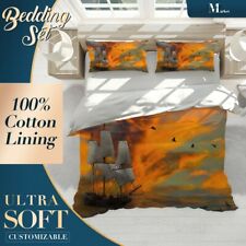 Sailboat Dophine Beach Sea Ocean Orange Quilt Cover Set w Matching Pillowcases