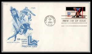 US FDC # 1798 15c Olympics, Ice Hockey HF HFddspssed 1980, 9p2016 - Picture 1 of 1