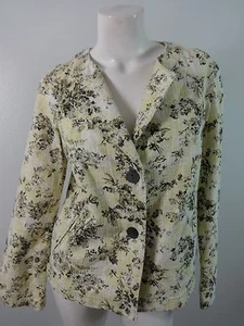 J.JILL WOMENS BROWN CREAM & PURPLE FLORAL COTTON JACKET SIZE S SUPER CUTE - Picture 1 of 4