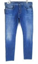 REPLAY Anbass Men Jeans W38/L36 Slim Fit Blue Cotton Stretch Washed 5-Pocket