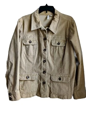 XL Corduroy Jacket Blazer Shacket St Johns Bay Beige Tan Buttons Stretch  - Image 1 of 4