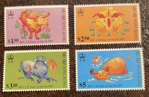 Hong Kong Scott 780-783 - 1997 Year of the OX MLH Katalog 3,00 $ - Bild 1 von 2