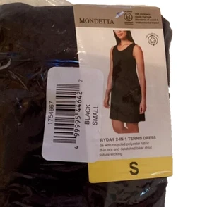 Vestido de tenis Mondetta Everyday 2 en 1 para mujer + corto, negro, talla pequeña - Imagen 1 de 4