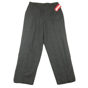 VTG Fundamental Things Pants Womens 14P Gray Striped Pleated Front Straight NWT - Picture 1 of 14