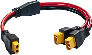 10AWG XT60 Y Splitter Cable, XT60 Female to Dual Male Connector Adapter - Picture 1 of 6