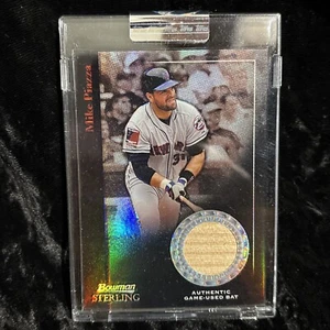 2004 Bowman Sterling BLACK REFRACTOR Mike Piazza #BS-MJP Mets Game-Used Bat - Picture 1 of 6