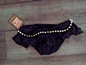 New Juicy Couture Majestic Pearl Skirted Bikini Bottom Swimsuit Black P. Belt - Picture 1 of 7