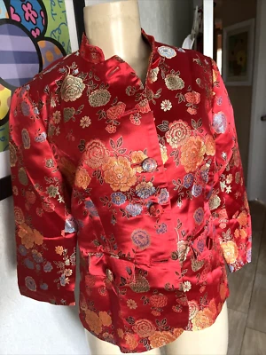 Blazer Boston Propio Estilo Asiático Sensación Sedosa Floral Talla 8 Nuevo con Etiquetas VER DETALLES gc Foto 1 de 4