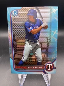 Dustin Harris - Sky Blue Refractor - 2022 Bowman Chrome Draft - TEXAS RANGERS - Picture 1 of 2